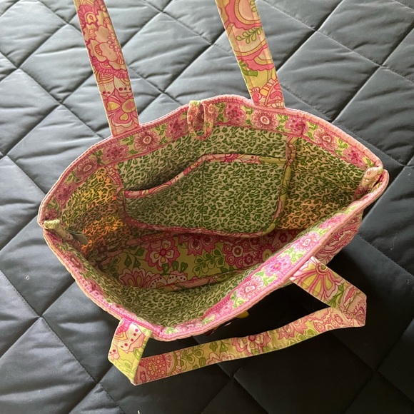 Vintage Vera Bradley pink and green small toggle tote bag - Picture 2 of 7